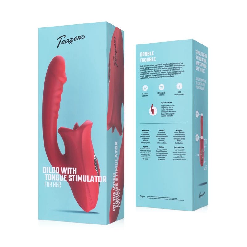 Teazers - Dildo met Clitoris & Tong Stimulator – Teazers Dubbele Vibrator - Yonifyer