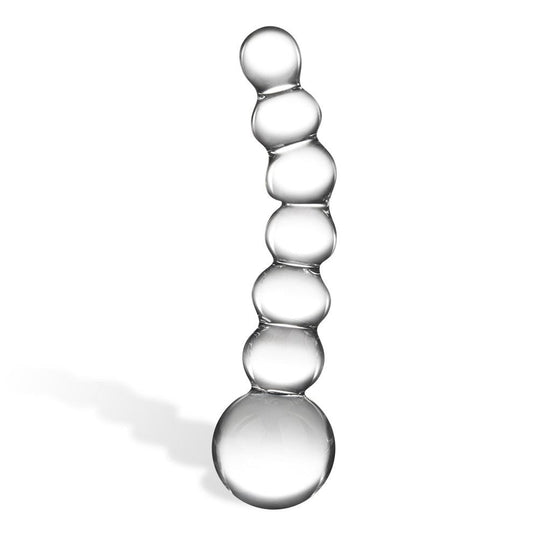 Glass - Curved Glass Beaded - Glass Dildo - Yonifyer